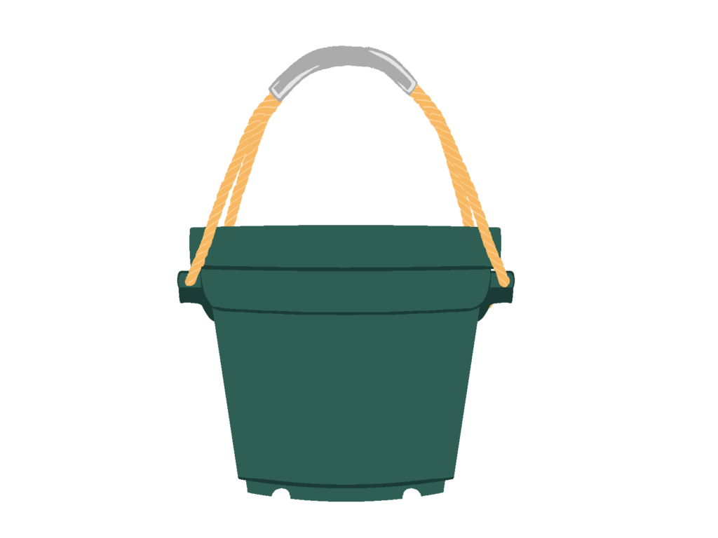 取手の上がった左官バケツ正面2