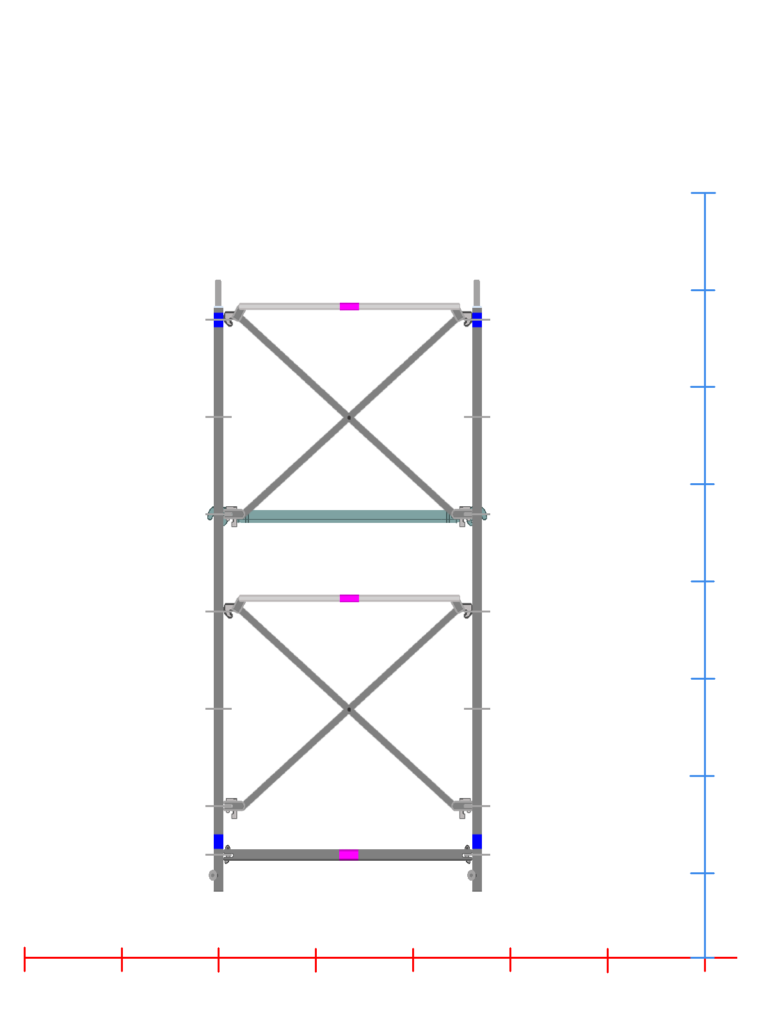 クサビ式足場2700支柱1スパン2層正面(1219)