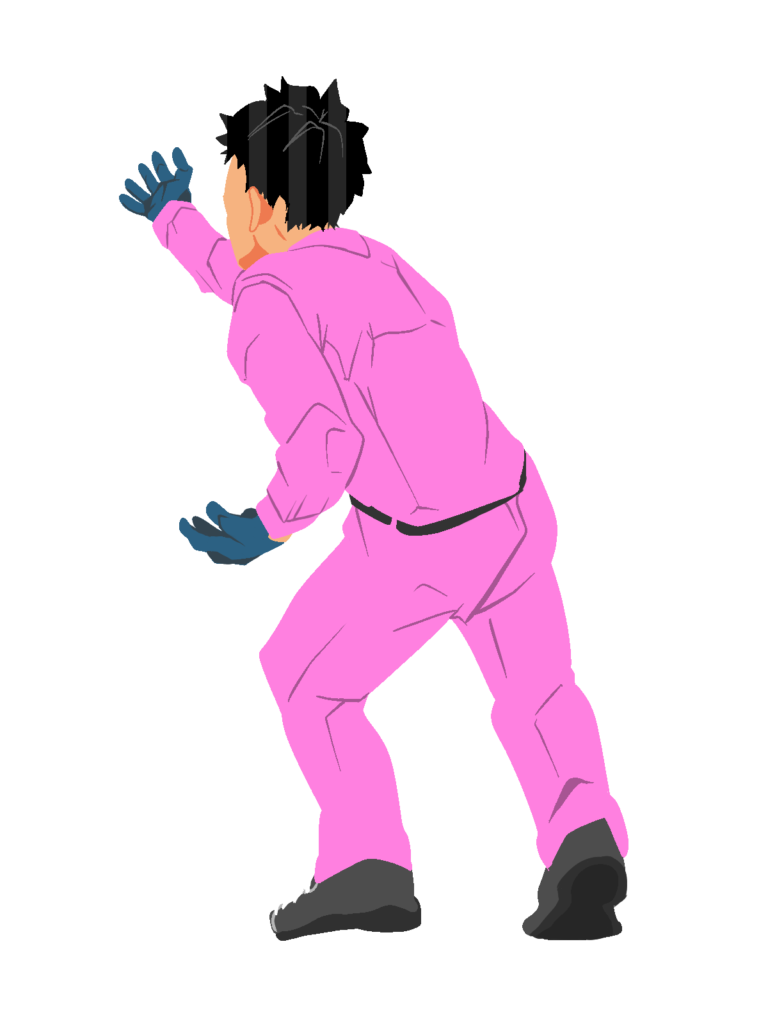 物を押し上げる作業員1(桃)