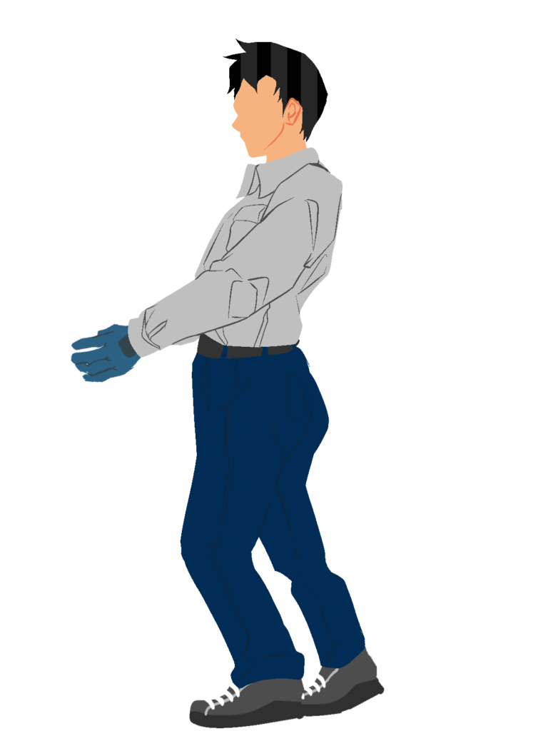 物を持つ横作業員1横(グレー+青)