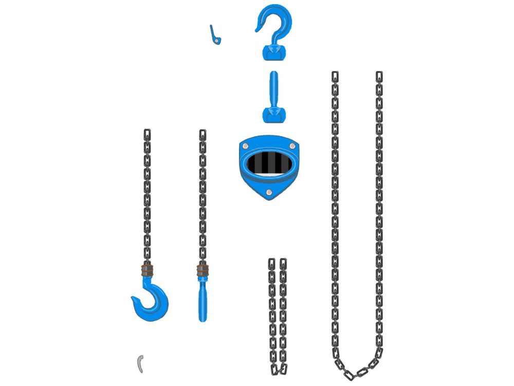 チェーンブロック正面(カスタマイズ用)青