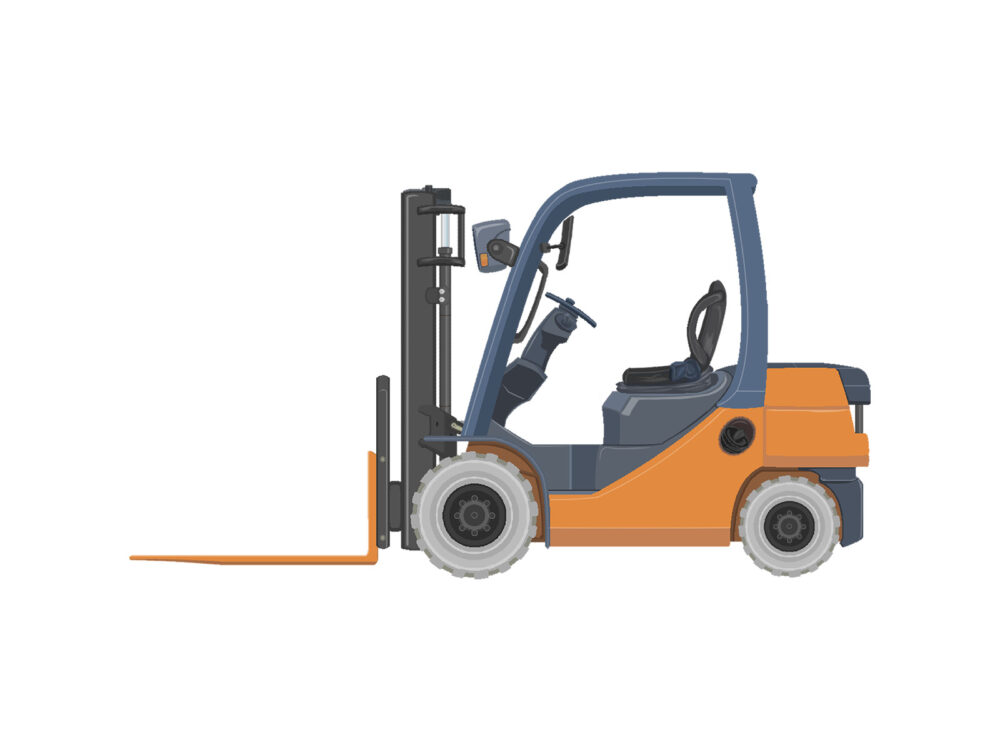 カウンターバランスフォークリフト2.5t横(橙)