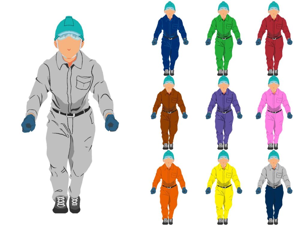 1987〜1996ネコ台車を押す作業員1正面ヘルメット着