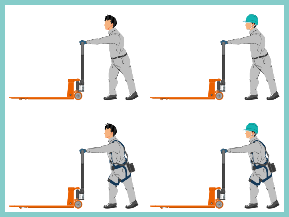 4008〜4011ハンドリフト横Aを押す作業員横(グレー)