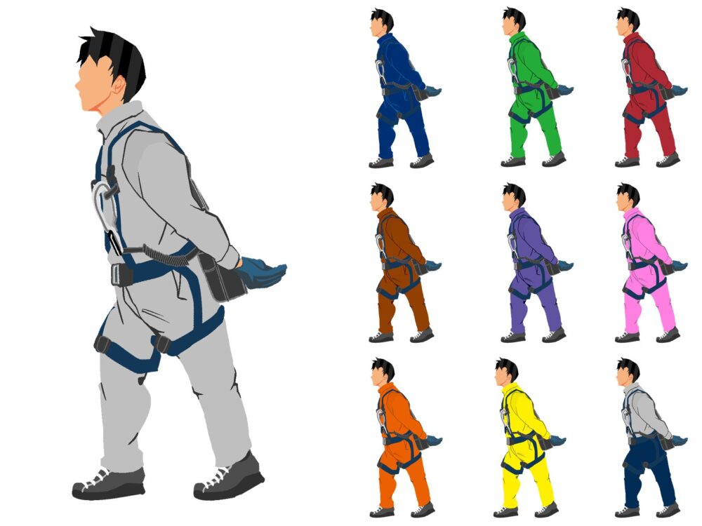 後ろ担ぐ作業員1横面ハーネス付