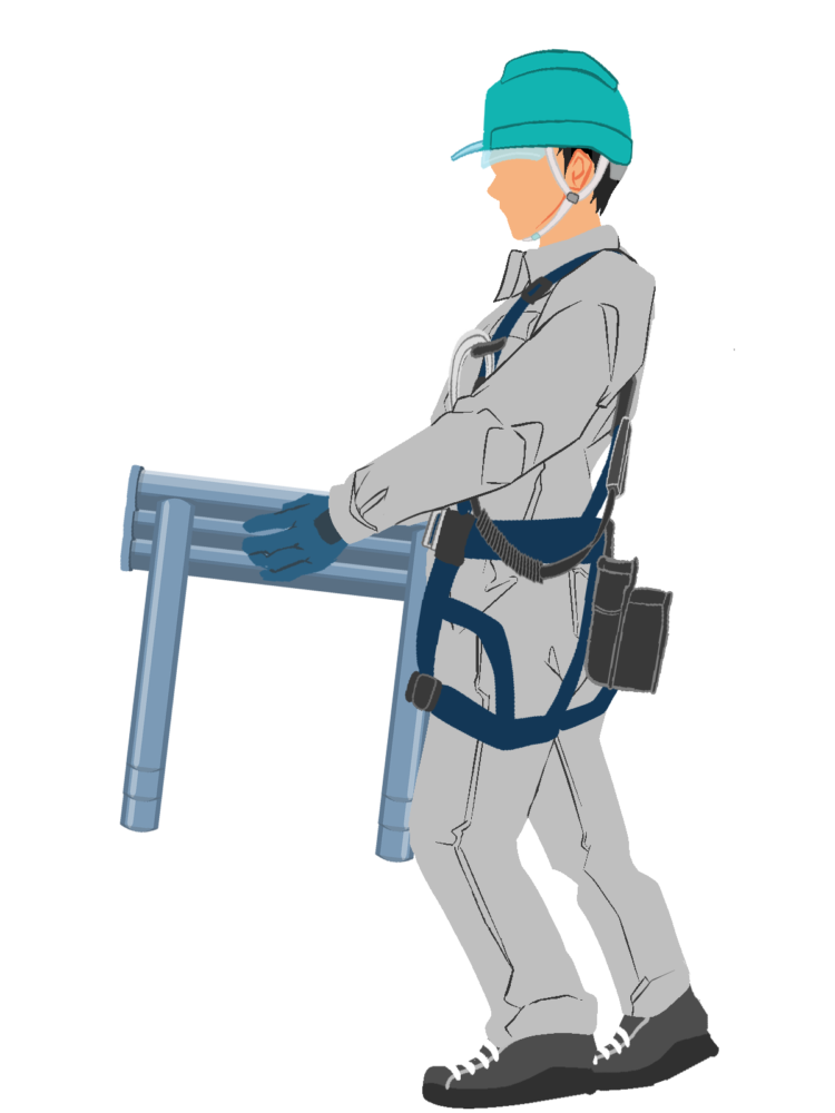 4004鉄筋馬を運ぶ作業員横(グレー)フルセット